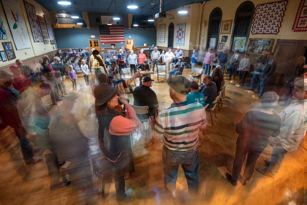 Dancers enjoying the old-time music jam at the Historic Fries Theatre, Fries, Virginia